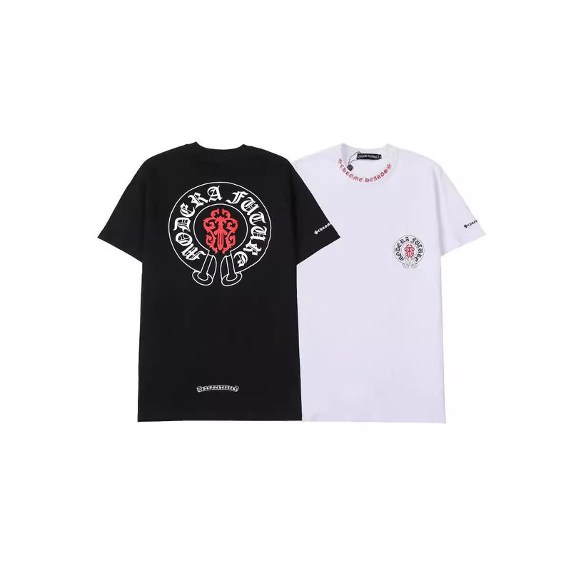 CHH Chrome Heart T Shirts Croix Cross Color Leather Printed Short Sleeve T-Shirt