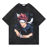 Washed retro t-shirt street print graphic casual