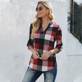 Beth Dutton Wardrobe Spring Plaid Shirt Loose Pullover Long Sleeve Top