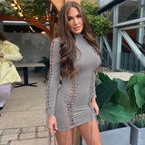 Women Dresses Spring Sexy Hollow out Long Sleeve Narrow Dress