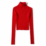 Women Sweater Knitwear Fall Base Knitwear High Neck Short Lightweight Sweater