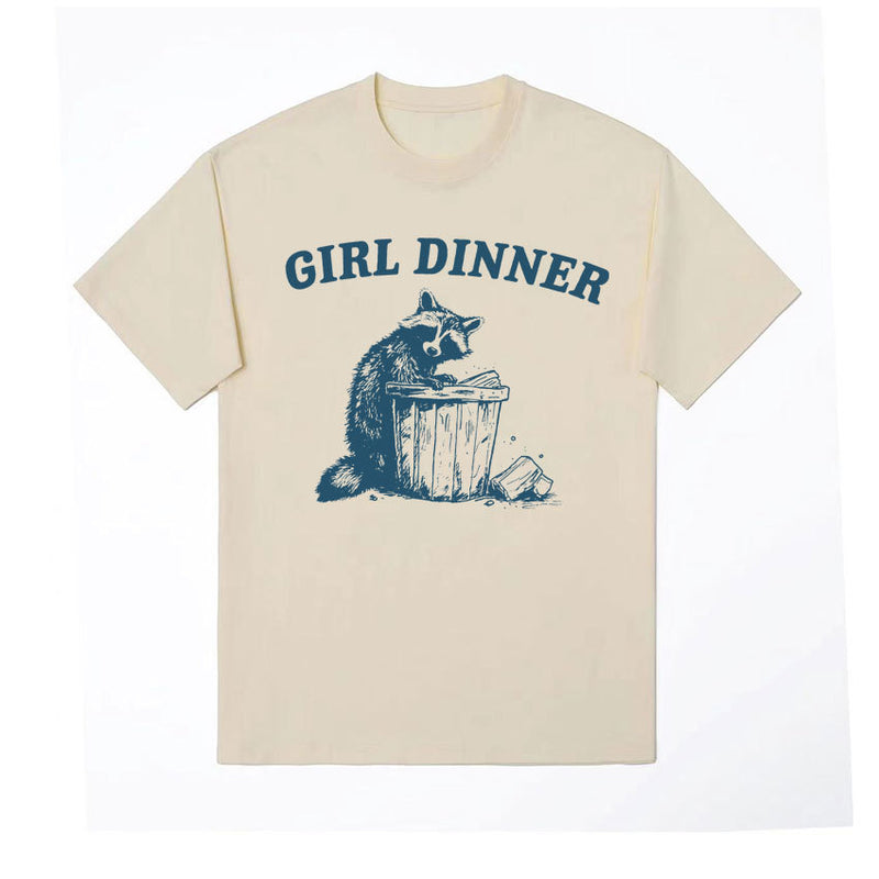 Girl Dinner Funny Cute Raccoon Graphics Tee Shirt for Men