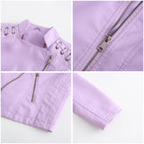 Red Leather Jacket Spring and Autumn Women's Leather Jacket Women's Short Jacket