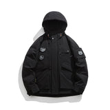 Unisex Winter Cotton Coat Three-Dimensional Pocket Hooded down Jacket Retro Workwear down Jacket