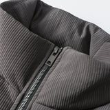 Unisex Winter Cotton Coat Stand-up Collar down Jacket Vintage Pocket Decorative down Jacket
