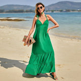 Women Dress Sexy Backless Spaghetti Straps Long Dress Beach Dress