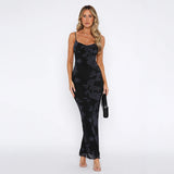 Women Dresses Spring Slim-Fitting Dress Vintage Printed Suspender Skirt (Csm202403)