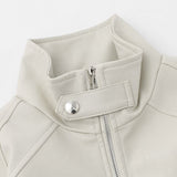 Women Jacket Autumn Leisure Stand Collar Zipper Pocket Cardigan Jacket