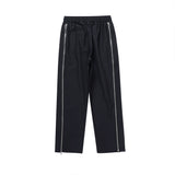 Men Sweatpants Zipper Casual Wide-Leg Trousers