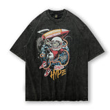 Men T Shirt Retro Abstract Print Worn Looking Washed-out Short Sleeve T-shirt