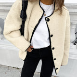 Women Trench Coat Polar Fleece Jacket Autumn and Winter Loose