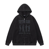 Men Hoodie Hip Hop Retro Autumn Winter Couple Zip Jacket