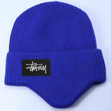 Stussy Hat Winter Knitted Hat Men's and Women's Warm Ear Protector Outdoor Wool Hat
