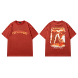 Men T Shirt Flame Print Short Sleeve T-shirt Men and Women Oversize