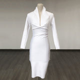 Women's Evening Dress Sexy V-neck Long Sleeve Bandage One-Piece Dress