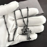 Chrome Hearts Necklace Cross with Diamond Thai Silver Black Pendant Men's and Women's