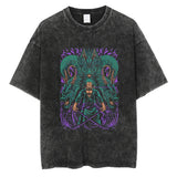Washed and old T-shirt anime ONE PIECE short sleeve