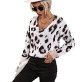 Women Knitted Sweater Autumn Long Sleeve Leopard Print Vintage Sweater