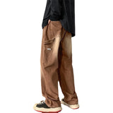 Men Jeans Vintage Brown Jeans Men's Autumn Loose Straight Wide Leg Pants