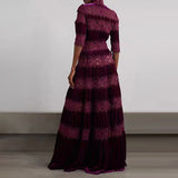 Women Dresses Spring Vintage Embroidered Turtleneck Long Dress (Qymy0409)