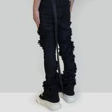 MIJKO Mens Vintage Pants Stretch Unisex Bootcut Creative Jeans