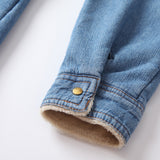 Women Jacket Autumn and Winter Loose Vintage Fleece-Lined Denim Shirt