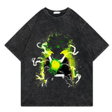 Washed retro T-shirt graphic casual cotton short sleeves