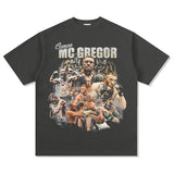 Mens Vintage Boxer T-Shirt American Vintage McGregor Printed Short Sleeve T-Shirt Washed Cotton Top