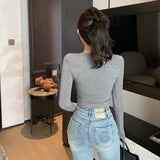 Women Tops Autumn and Winter Leisure Style Long Sleeve Sexy Dew Slim Top