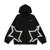 Men Jacket Coat Five-Pointed Star Stitching Jacket Men's Spring and Autumn Hat Hooded Jacket