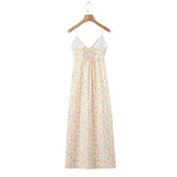 Women Dresses Summer V-neck Lace Flower Sling Dress Backless Sexy Dress (Xds0414)