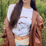 Gun Graphic Tees Western T-Shirt Summer Loose Vintage Boho