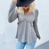Women Knitted Sweater Autumn Long Sleeve Solid Color Bottoming Sweater