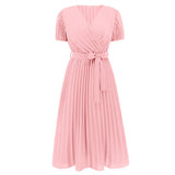 Women Date Dress Summer Puff Sleeve Dress V-neck Dress