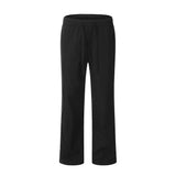 Men Sweatpants Casual Pants Men Drawstring Button Straight-Leg Pants Loose-Fitting Wide-Leg Trousers