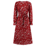 Women Date Dress Autumn and Winter Leisure Floral V-neck Long-Sleeve Dress