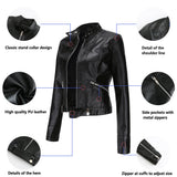 Red Leather Jacket Spring and Autumn Stand Collar Lady Leather Jacket