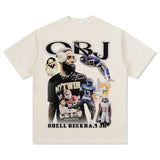 Mens Vintage baseball T-Shirt BC Beckham obj rugby vintage print short sleeve wash do old T-shirt