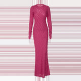 Women Dresses Fall Slim Fit round-Neck Long-Sleeved Dress