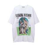 Men Vintage T-Shirt Statue Printed Short Sleeve T-shirt