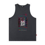 Men Vest Flame Rose Print Sleeveless T-shirt Men Oversize Hip Hop Retro Tank-Top Summer