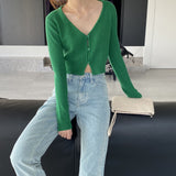Women Cardigan Sweater Long Sleeve Knitted Sweater Cardigan Slim V-neck Sexy Sweater Coat 8t8232