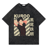 Washed retro T-shirt cartoon printed casual cotton short sleeves