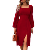 Women Dress Square Collar Dress