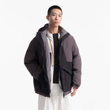 Unisex Winter Cotton Coat Color Contrast Patchwork Hooded down