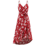 Women Date Dress Summer Sexy Suspender Dress Irregular Pattern Print Dress