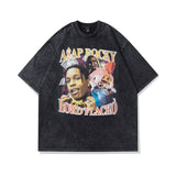 Men T Shirt Portrait Printing Distressed Short Sleeve T-shirt