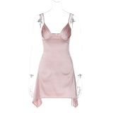 Women Dresses Spring Sexy V-neck Backless Sling Dress (Bla0420)