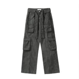 Men Sweatpants Multi-Pocket Cargo Pants Loose Three-Dimensional Straight-Leg Pants Casual Wide-Leg Trousers