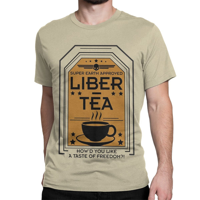 Men's T-Shirts Liber Tea Helldivers Game Vintage Cotton Tees